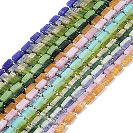 Handmade Lampwork Beads Strands, Rectangle with seed Beads