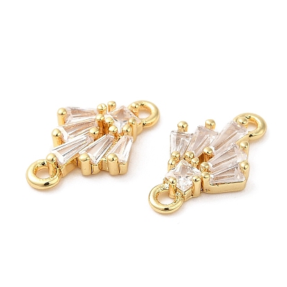 Brass Connector Charms, with Clear Glass, Fan Links