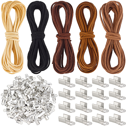 1Kits para hacer pulseras de cordón de terciopelo, Incluyen anillas de salto de aleación, cierres de langosta y extremos de abrazadera