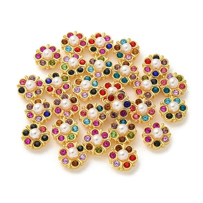 Cabujones de plástico abs, con rhinestona, flor