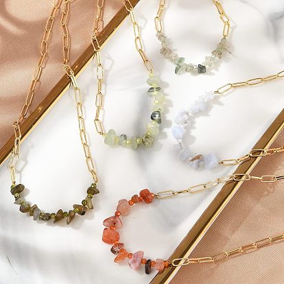 Ожерелья из бисера с натуральными драгоценными камнями, ожерелья-цепочки из латуни для женщин, реальный 18 k позолоченный, долговечный, стойки покрытие