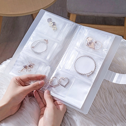 84/160 poches livre de rangement de bijoux transparent, avec sacs à fermeture éclair, Organisateur de rangement de bijoux pour bagues, colliers, bracelets, boucles d'oreilles, perles