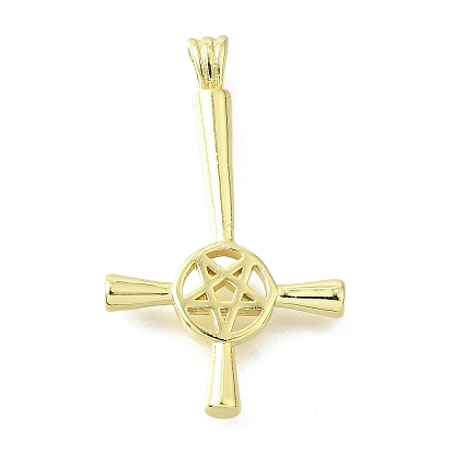 Латунные подвески, христианский перевернутый крест со звездой, долговечный, без свинца и без кадмия, стойки покрытие