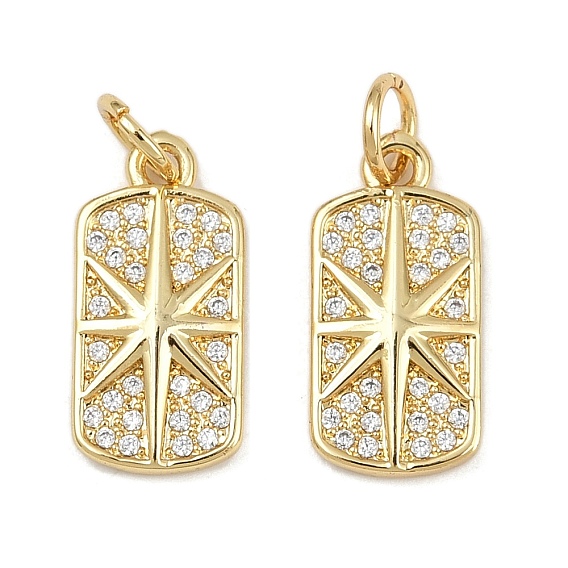 Латунные микропаве прозрачные кубические циркониевые подвески, с целью перехода в кольце, долговечный, прямоугольник со звездой