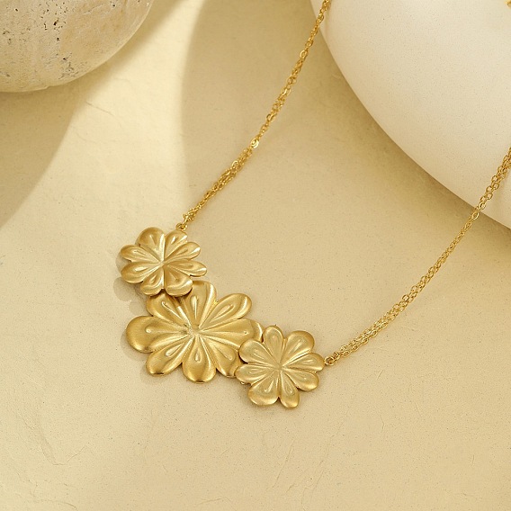 Тройной цветок 304 ожерелья из нержавеющей стали для женщин