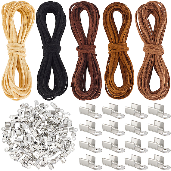 1Set DIY Velvet Cord Bracelets Making Kits, include Alloy Jump Rings, Lobster Clasps and Clamp Ends