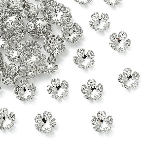 SHEGRACE Brass Bead Caps, Cadmium Free & Nickel Free & Lead Free, Flower