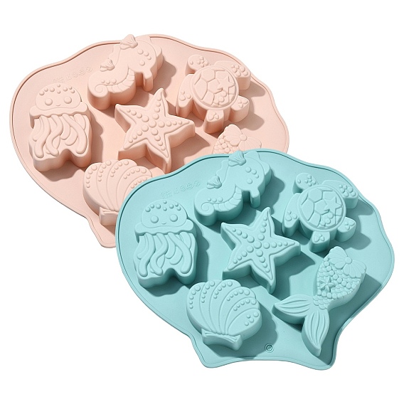 2Pcs 2 Colors Ocean Themed Baking Silicone Molds
