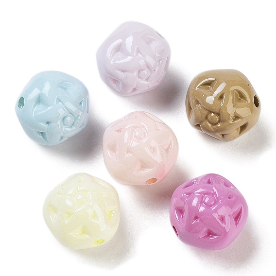 Opaque ABS Plastic Beads, Round with Star