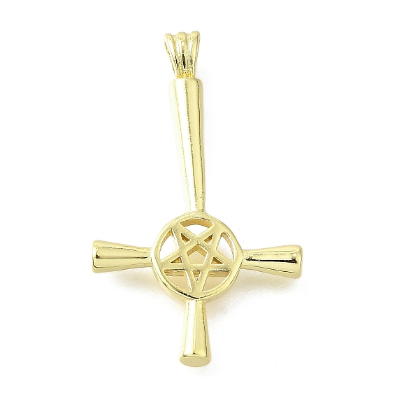 Латунные подвески, христианский перевернутый крест со звездой, долговечный, без свинца и без кадмия, стойки покрытие