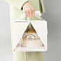 Individual Kraft Paper Tall Cake Boxes, Bakery Single Cake Packing Box, Square with Clear Window