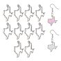 10Pcs Hollow 304 Stainless Steel Pendants, Texas Map Charm