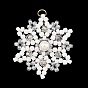 Colgantes de cuentas de semillas de vidrio y perlas de concha, encantos de copo de nieve, con 304 anillos de salto abiertos de acero inoxidable