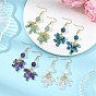 Серьги-кластеры из натуральных и синтетических драгоценных камней для женщин, 304 из нержавеющей стали болтаться серьги, золотые