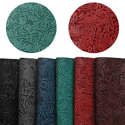 Embossed Flower Pattern Imitation Leather Fabric, for DIY Leather Crafts, Bags Making Accessories