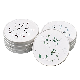 Twelve Constellations Plaster Coaster, with Gemstone Clips, Flat Round