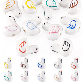 10 шт 10 цвета фарфоровые керамические бусины ручной работы, ручная роспись, птица, Famille выросли стиле