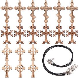 Sunnyclue изготовление ожерелья своими руками, с восковыми узорами из хлопкового шнура, с сплава Lobster Claw застежками и конечных железными цепями, деревянные подвески