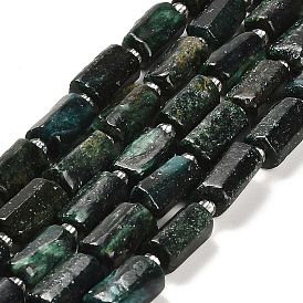 Brins de perles fuchsite naturelles, avec des perles de rocaille, colonne facettes
