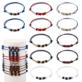 12шт. 6 цвета, плетеные браслеты из полиэстерного шнура для женщин, цветок