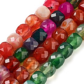 Natural Agate Dyed Beads Strands, Faceted, Cube