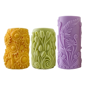 Column with Flower DIY Candle Silicone Molds, Food Grade Silicone for Candle Making