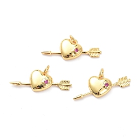 Латунные микро проложить кубического циркония подвески, со стрелкой прыжка с сердцем