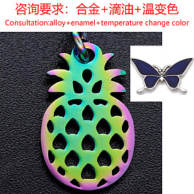 Pendentifs en alliage, avec l'émail, changement de couleur de température, ananas