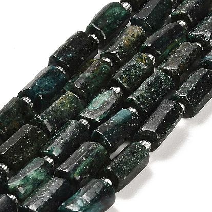 Natural Fuchsite Beads Strands, with Seed Beads, Faceted Column