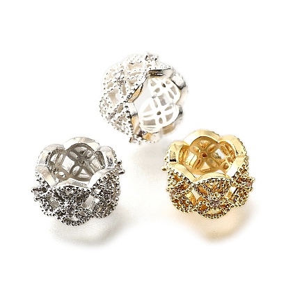 Колонна латунные микро-паве кубические цирконии европейские разделительные бусины, бусины с большим отверстием, стойки покрытие, долговечный