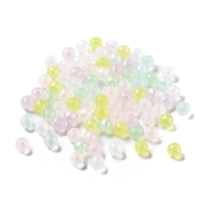 UV Plating Acrylic Beads, Iridescent, Round