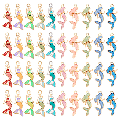 80 шт 10 стили подвески из сплава эмали, очарование русалки