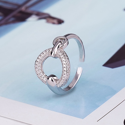 Кольца-манжеты из латуни с микропаве из прозрачного кубического циркония для женщин, круглые