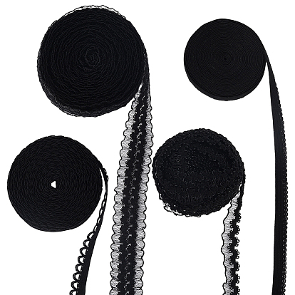 10м 2 стили вязаный рыболовный шнур нейлон эластичная кружевная отделка, Эластичная цветочная кружевная лента для шитья украшения, с 10ярдами 2 стилями полиэстер пико эластичная кружевная лента