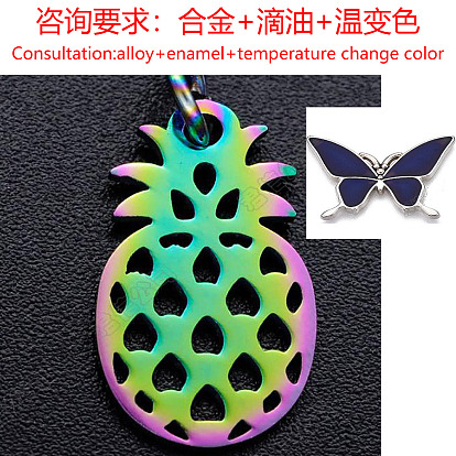 Pendentifs en alliage, avec l'émail, changement de couleur de température, ananas
