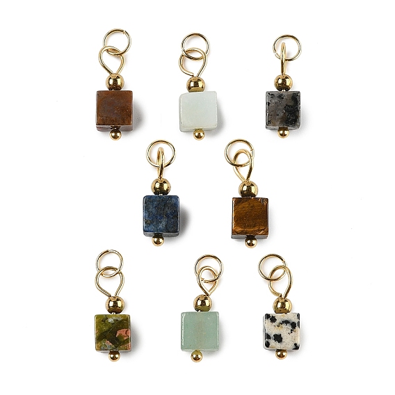 Природных драгоценных камней подвески, подвески suqare с 304 петлями из нержавеющей стали, золотые