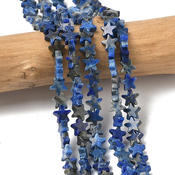 Нитки бусины из натурального ляписа-лазури, звезда