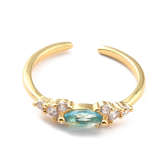 Кольцо-манжета с конским глазом из кубического циркония, открытое кольцо из настоящей позолоченной латуни 18k для женщин, без кадмия, без никеля и без свинца