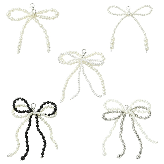 5 шт 5 стили бант пластиковый имитация жемчуга подвески для обуви, украшения для обуви