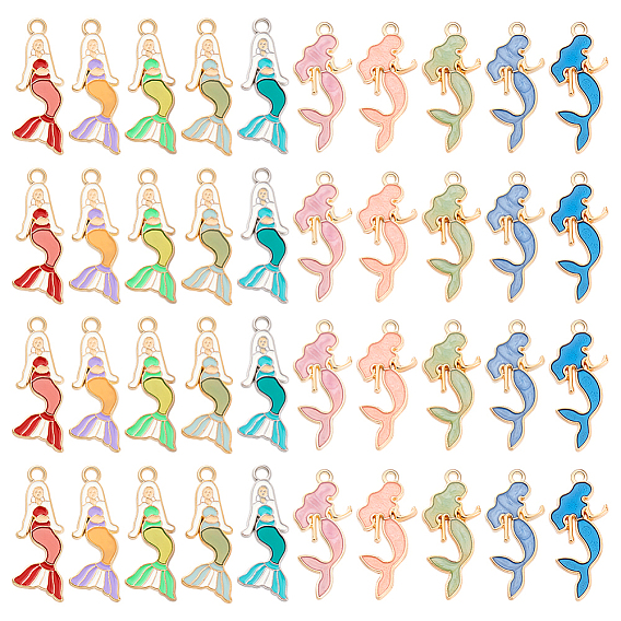 80 шт 10 стили подвески из сплава эмали, очарование русалки