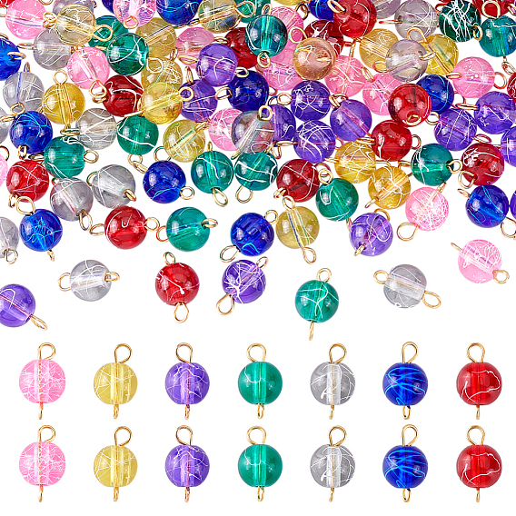 120шт. волочильный станок прозрачный стеклянный круглый соединительный элемент подвески, с 304 петлями из нержавеющей стали, золотые