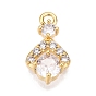 Латунные микро проложить кубического циркония подвески, без кадмия, без никеля и без свинца, ромб прелести