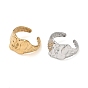 Textured 304 Stainless Steel Finger Rings Components, with Loop, Ion Plating(IP)