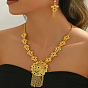 Элегантный модный цветочный латунный кулон ожерелье и серьги комплект для женщин