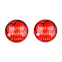 Glass Cabochons, Half Round/Dome with Nurses' Day Pattern