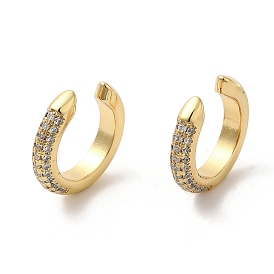 Rack Plating Brass Cuff Earrings with Cubic Zirconia, Lead Free & Cadmium Free