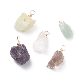 Natural Gemstone Pendants, with Eco-Friendly Copper Wire Wrapped, Nuggets