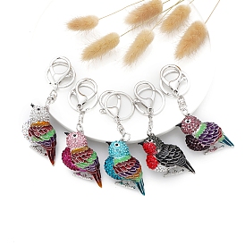 Сплав горный хрусталь брелок, с эмалью, птица
