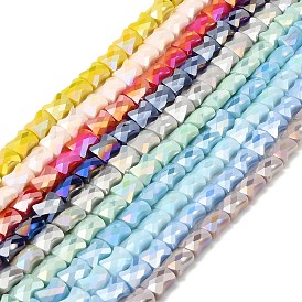 AB Color Plate Glass Beads Strands, Faceted Bamboo Stick