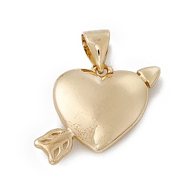 Rack Plating Brass Charms, Cadmium Free & Lead Free, Long-Lasting Plated, Heart with Arrow